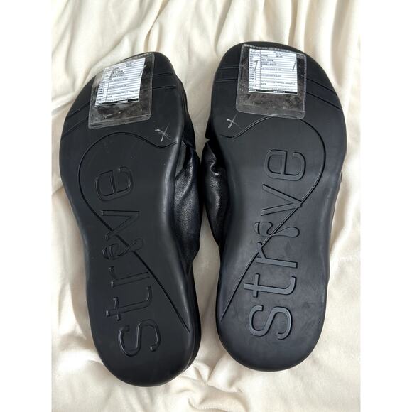 Like New Sz 7 Strive Black Nappa Goat Leather Sandal Knotted Slide Slip On - Picture 6 of 8